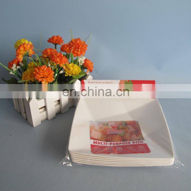 6pcs White 6 inch plastic square plate