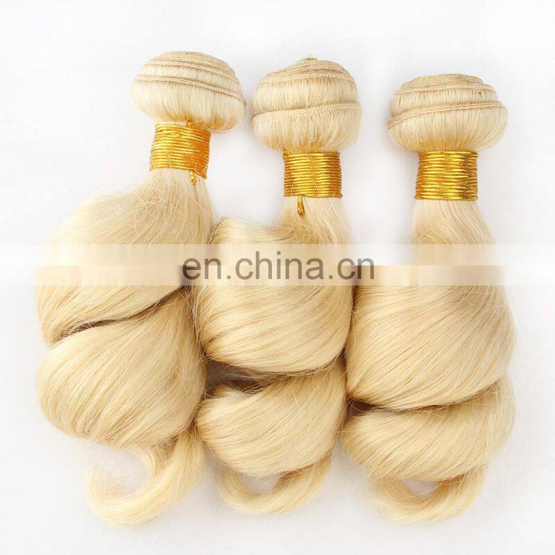 brazilian blond 613 human hair bundles with closure cuticle aligned hair