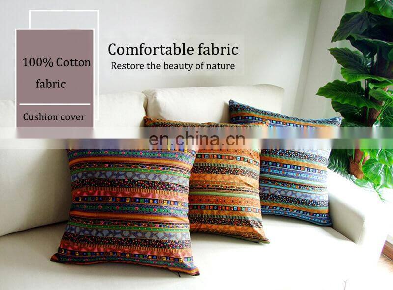 i@home Without core ethnic style gilded striped linen print pillow cushion cover for sofa