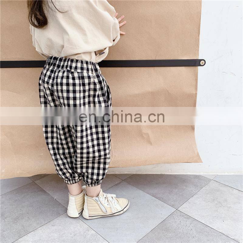 Baby Boys Casual Plaid Pants Children Leisure Trousers Black and White Toddler Girl Harem Pants Kids Outfit