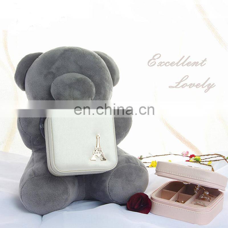 Travel jewelry organizer box cosmetic makeup packaging earrings storage Casket Container gift bag for girl