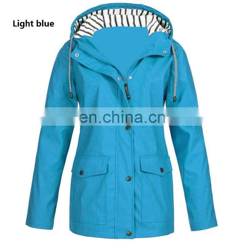 Manufacturer customized brand printing/embroidered women's mid-length loose large size windproof raincoat jacket crop top