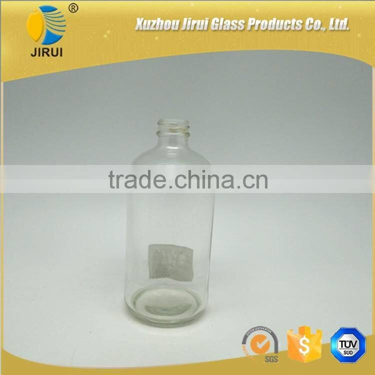 500ml clear boston glass bottle with plastic dispenser/ glass bottle with spout