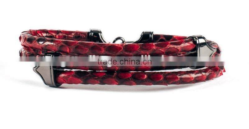 High Quality Cool Silver Skull Hasp Black and White Genuine Python Skin Leather Bracelet for men or women