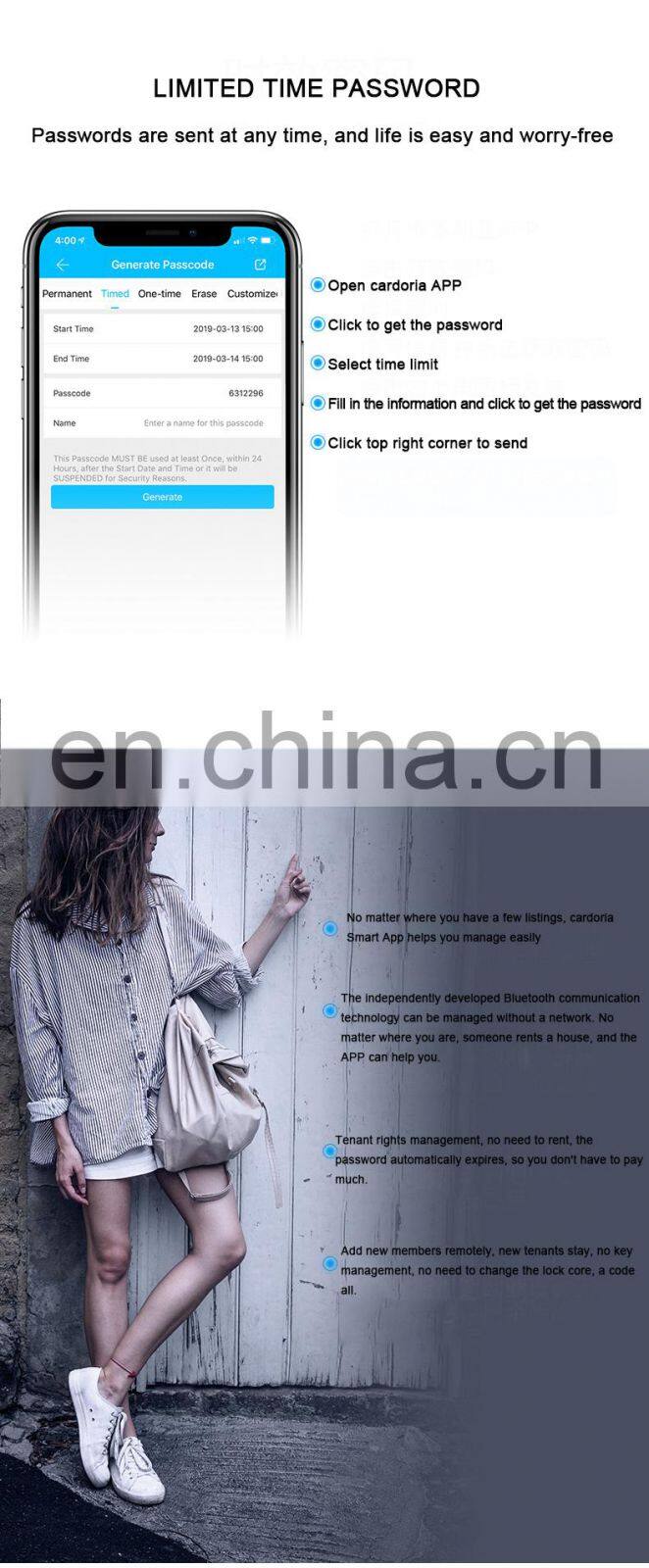 wifi attendance multi-point numeric top security aluminium handle electrical panel digital lock for sliding door bolt lock