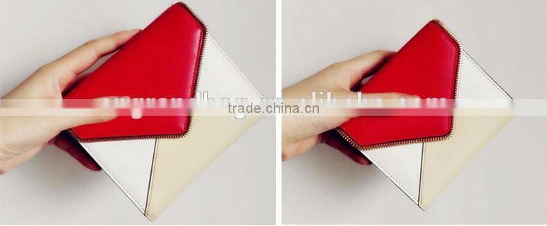 High Quality Large Capacity Multifunctional CONTRAST COLOR Custom Genuine Leather Zip Women RFID Blocking Wallet for Ladies