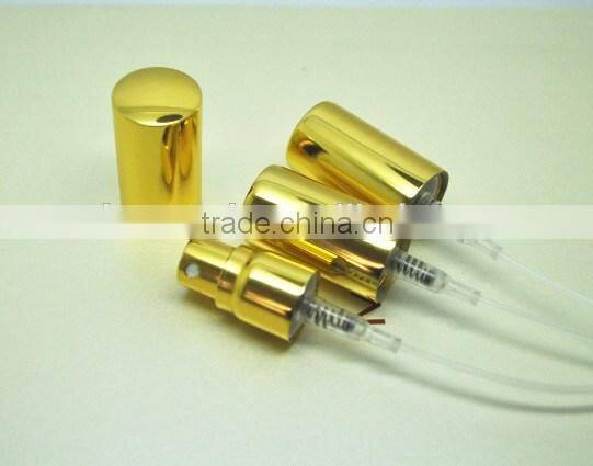 12mm shiny golden screw perfume sprayer with long metal cap