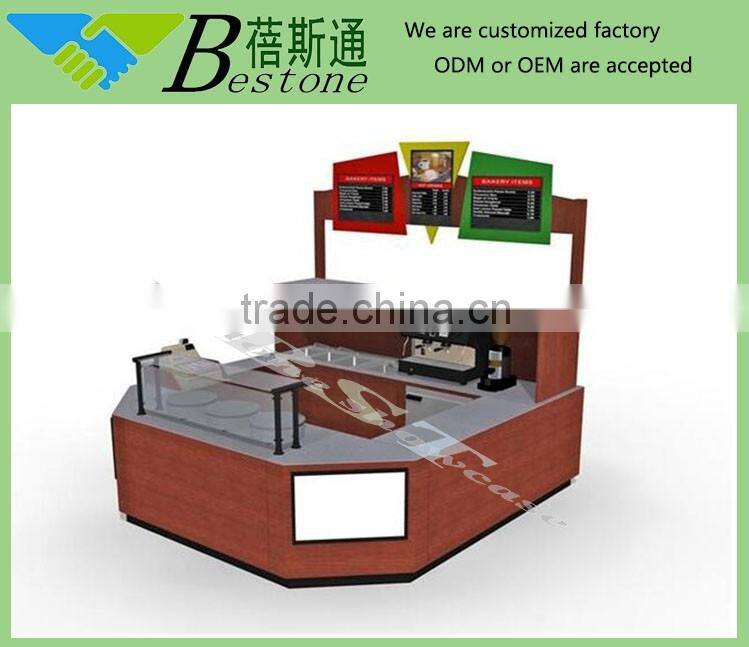 Custom made retail juice bar design, commercial wooden bar counter for sale