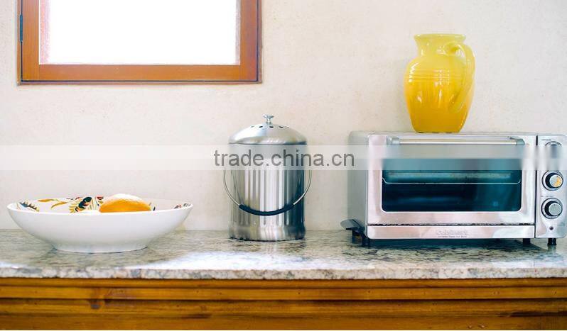 2016 Hot saling 1gallon Kitchen Stainless steel compost bin, compost pail with lid and carbon