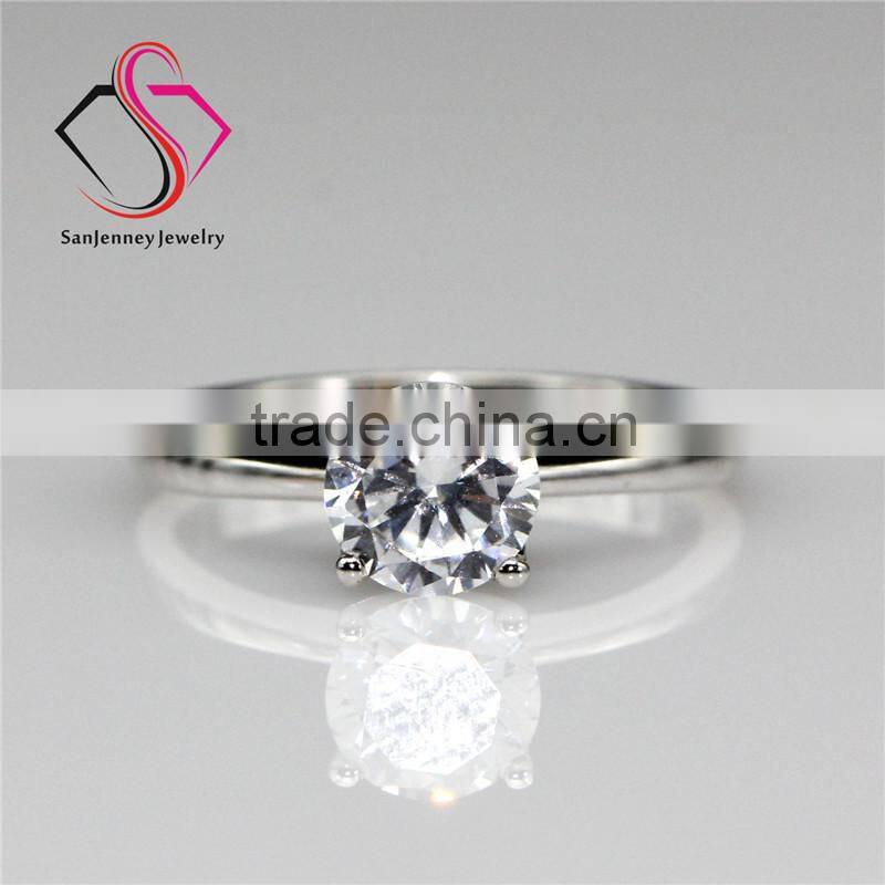 Round Brilliant Cut Moissanite Solitaire 4 Prong 1 Carat 6.5mm Center 14k White Yellow Gold Diamond Engagement Ring