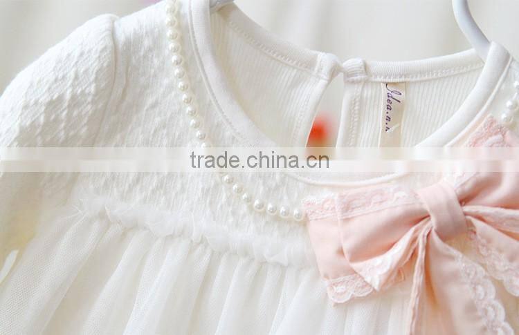 Hot Sale Baby Clothing Infant Baby Girl Lace Pearls Dress Kids Cake Princess Dress Toddlers Soft Cotton Dresses
