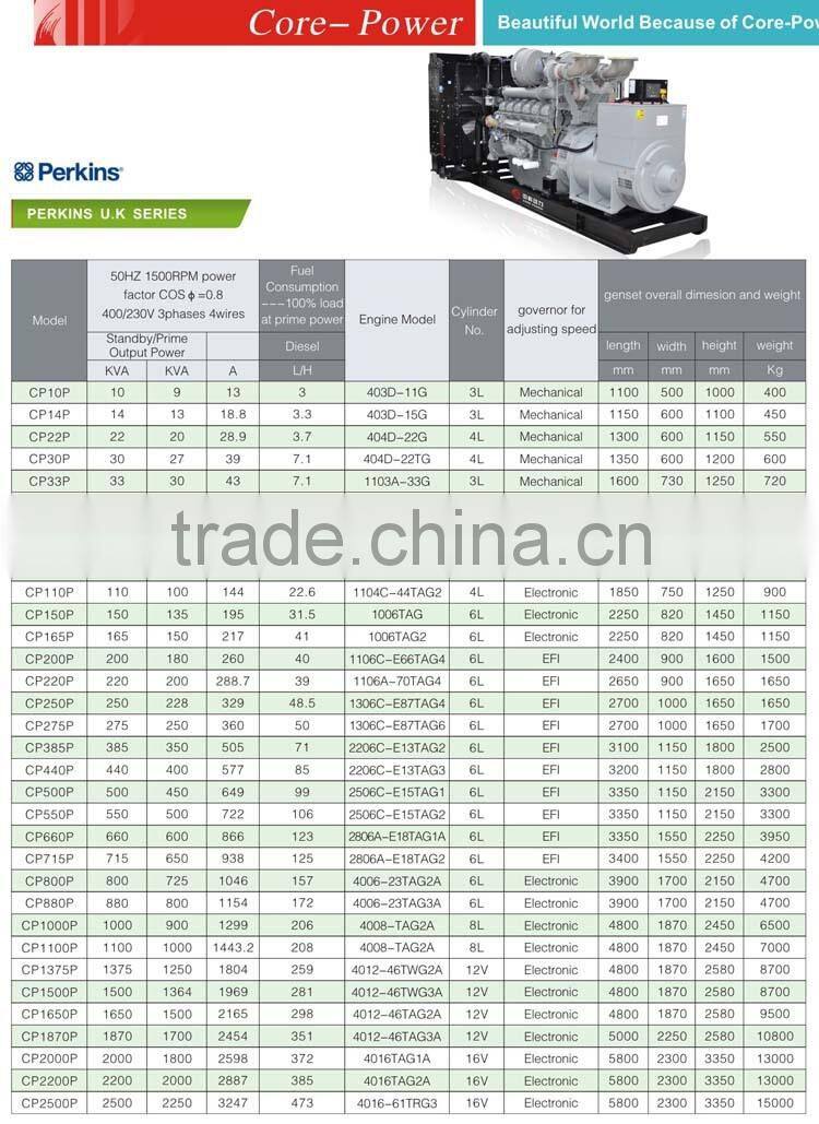 300kva UK Motor Generator Set With brand engine China made