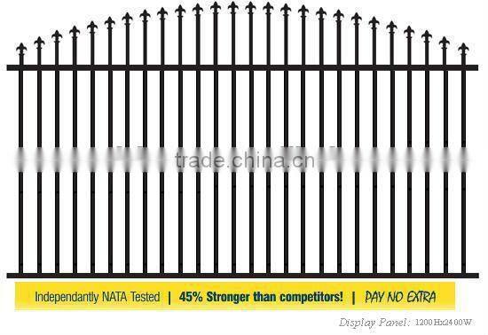 Arched spear top fence for swimming pool security