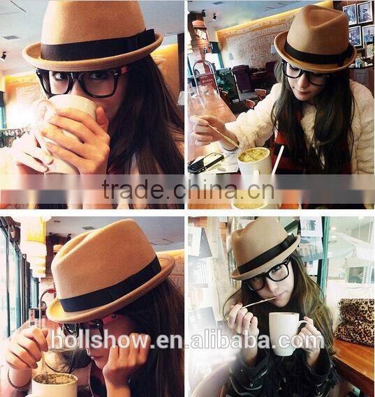 Star Favourite Ribbon Fixed Ladies Elegant Vintage Wool Fedora Hat