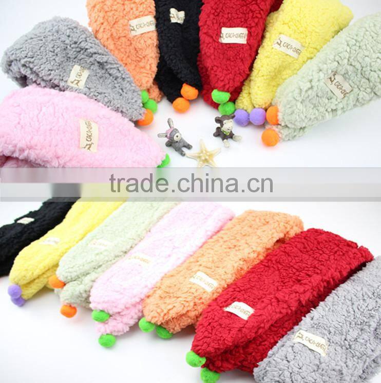 High Quality Warm CamoFleece Pom Pom Ball Tassel Style Fashion Baby Girl Scarf