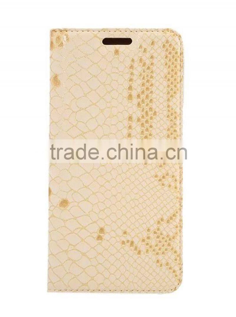 Premium PU Leather Snake Skin Pattern Card Pockets Case with Magnetic Flip Stand for Samsung S7 Edge, 5.5 inch