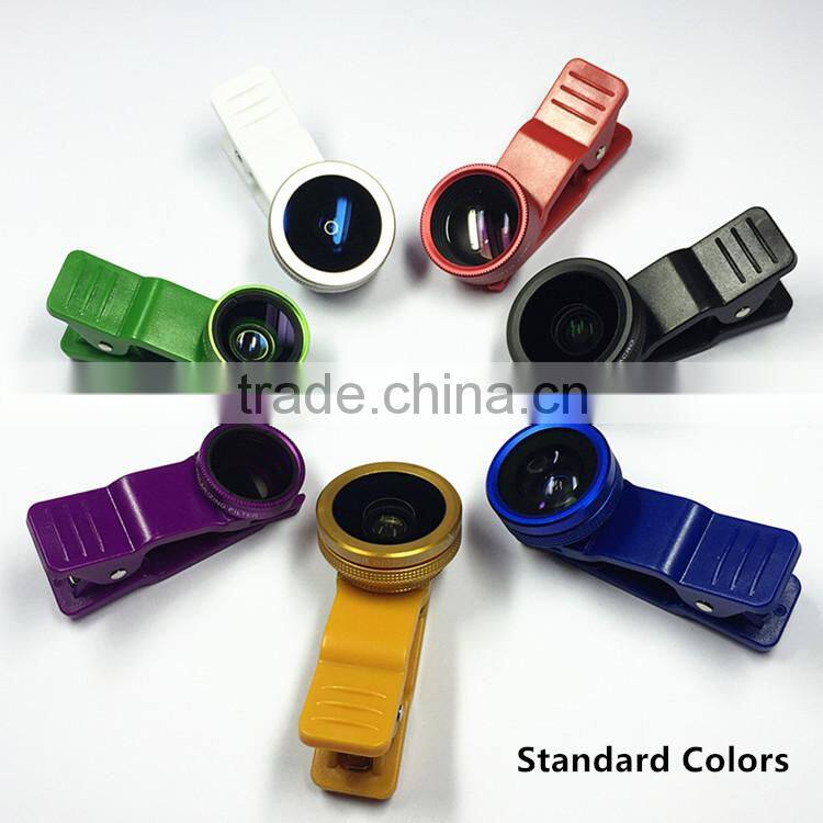 3 in 1 0.65x wide angle universal clip180 degree fisheye lens for iphone mobile phone