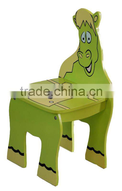 Wooden horse design kids chair ,foot stool
