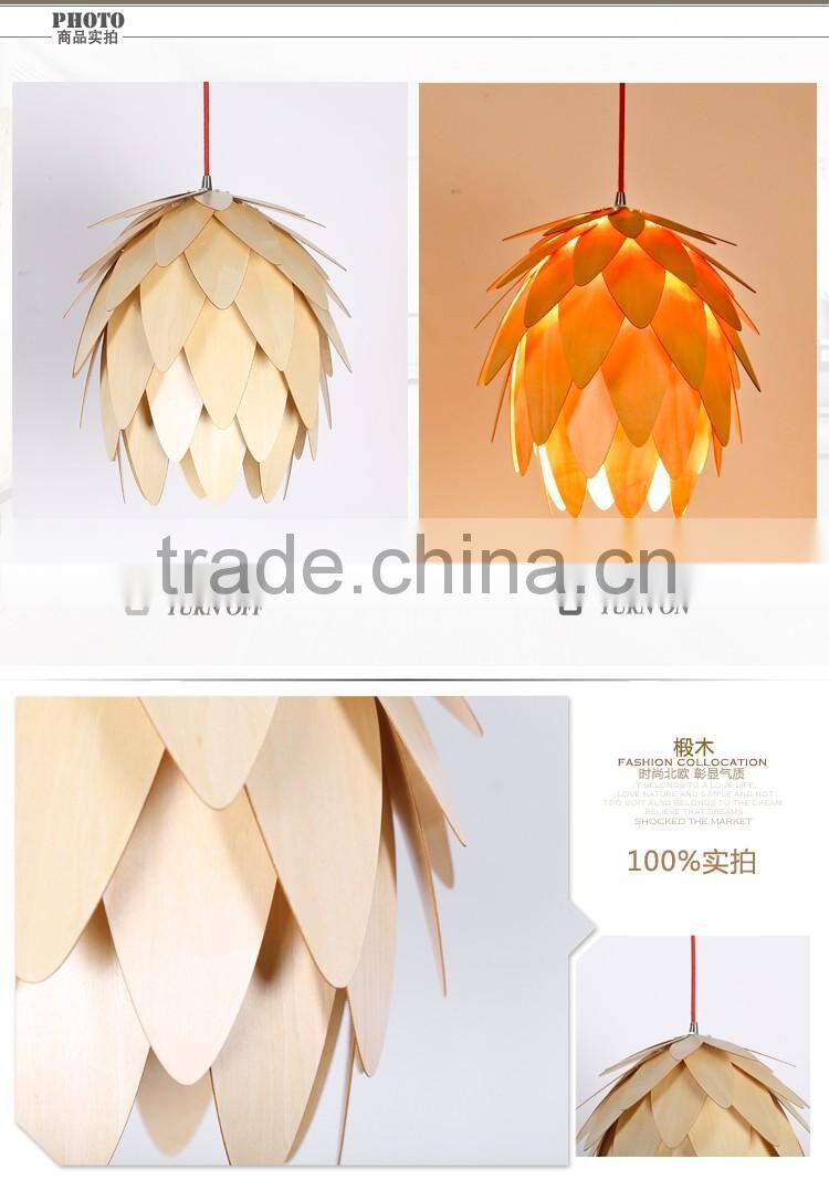Wooden LED pendant light JK-8005B-29 2016 New Design Artichoke wooden bamboo pendant lighting