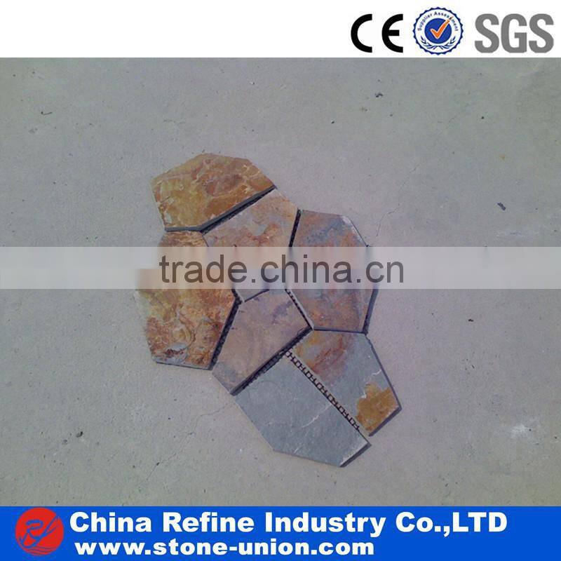 Beige slate decorated tiles