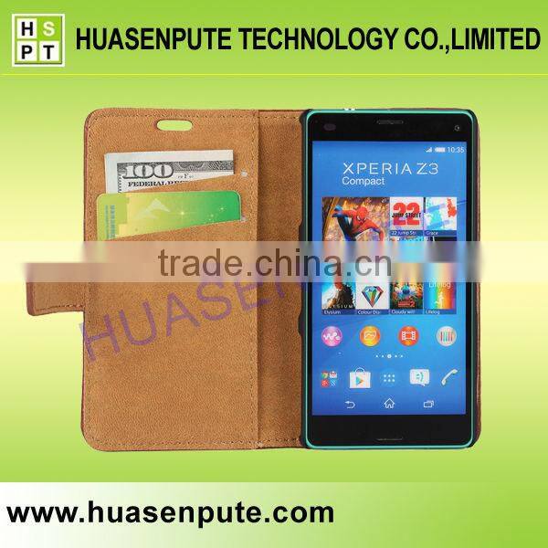 2015 Stylish High Quality Retro Book Style Leather Case for Sony Xperia Z3 Mini