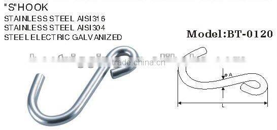 6MM S Meta Hook Zinc Plated S-Shaped Spring Hook Rigging Hardware In China