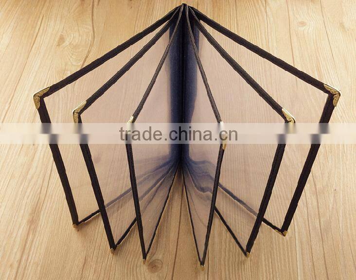 12 Sides Seeing Through PVC And PU Leather Cheap Menu Covers