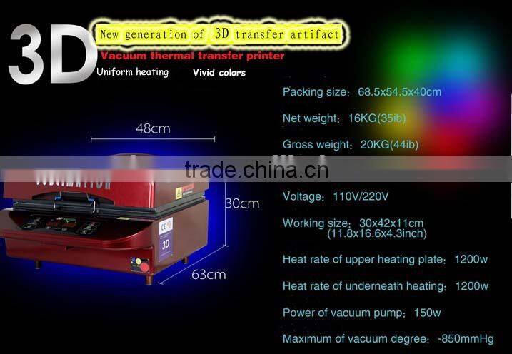China supplier whole set of 3d sublimation vacuum machines,3d heat press machine,the paper,the sublimation ink ,clean liquid