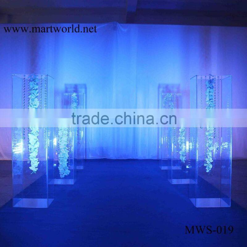 39 inch height square silver mirror column party and wedding decoration supplies in guangzhou(MWS-018)