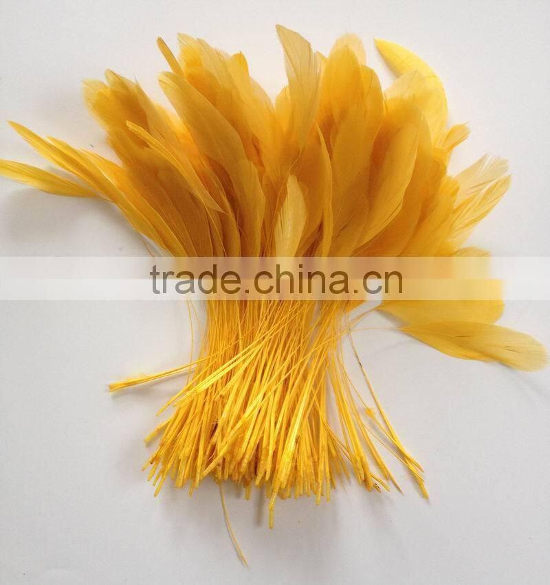 Yellow stripped coque feather,millinery feathers,feather decoration in size 6-8''
