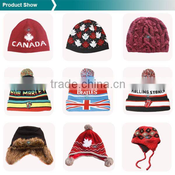 100% Acrylic Jacquard Canada Custom Earflap Cap