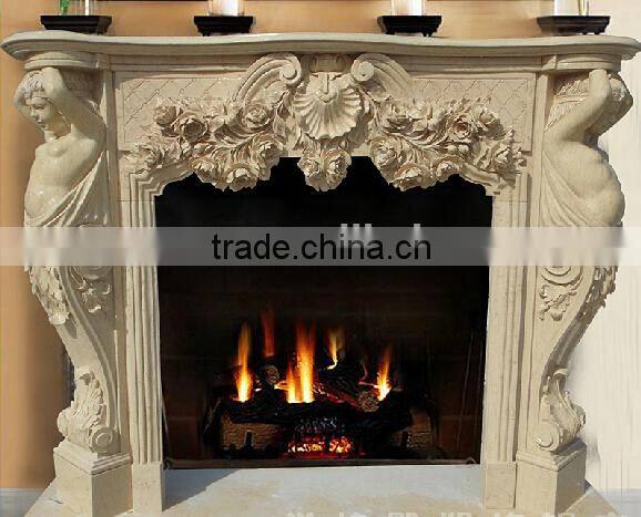 Natural Stone Sculpture Fireplace Mantel Shelf