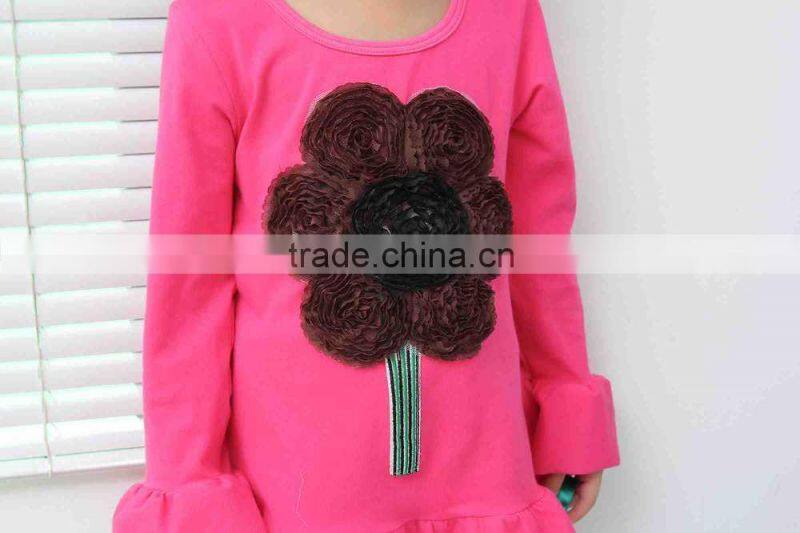 Wholesale childrens boutique clothing 2016 kids girls long sleeve dress ruffle clothes baby flower print sets prisnickety remake