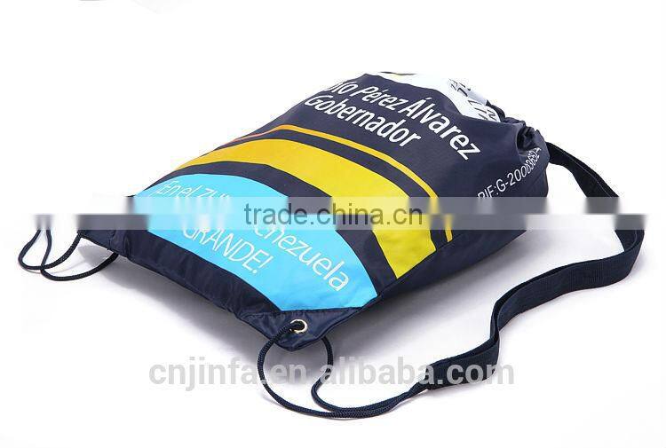 custom logo printed polyester drawstring bag