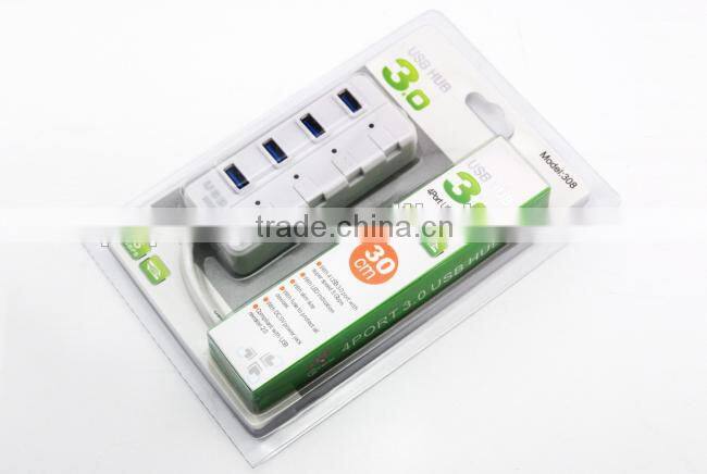 Super high speed computer switch button 4 port usb 3.0 hub