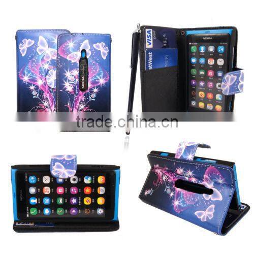 For Nokia lumia 800 stylish book side card holder wallet flip case cover