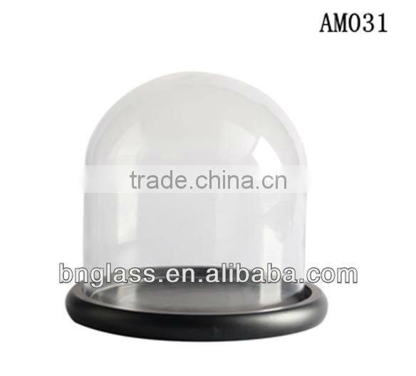 Clear Glass cloche with wood base