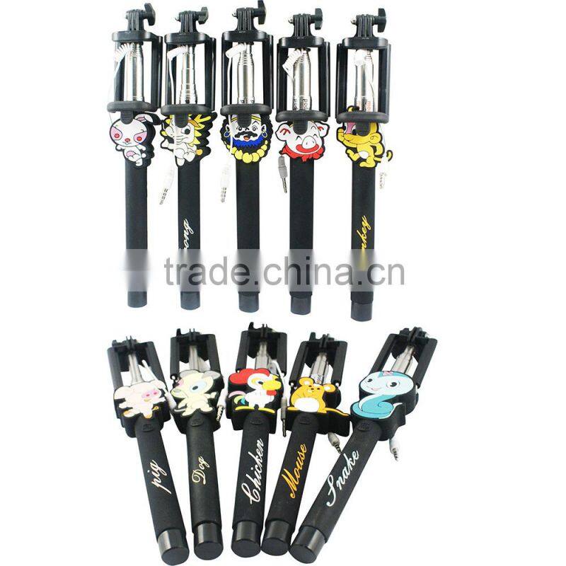 2015 zoom fashion selfie stick, cartoon selfie stick monopod