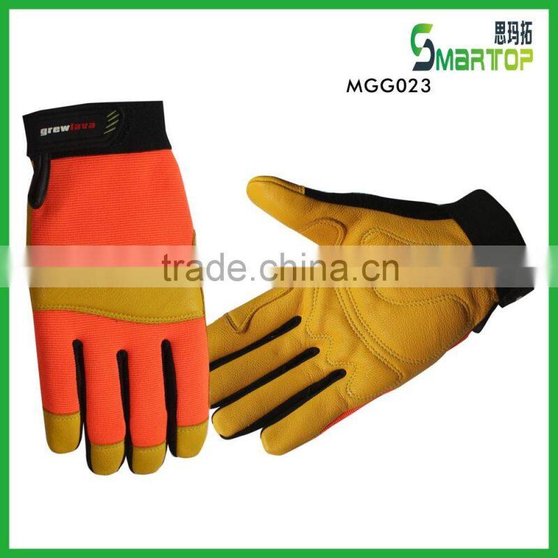 Hot style orange the global supply leather driving gloves