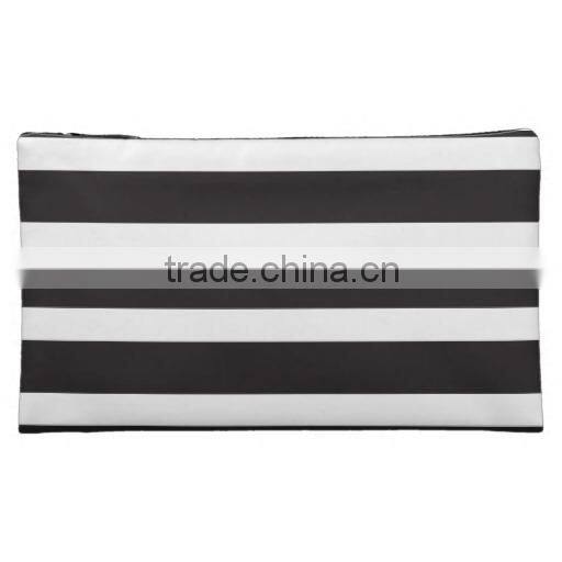 Custom Black & White Striped Makeup Bag