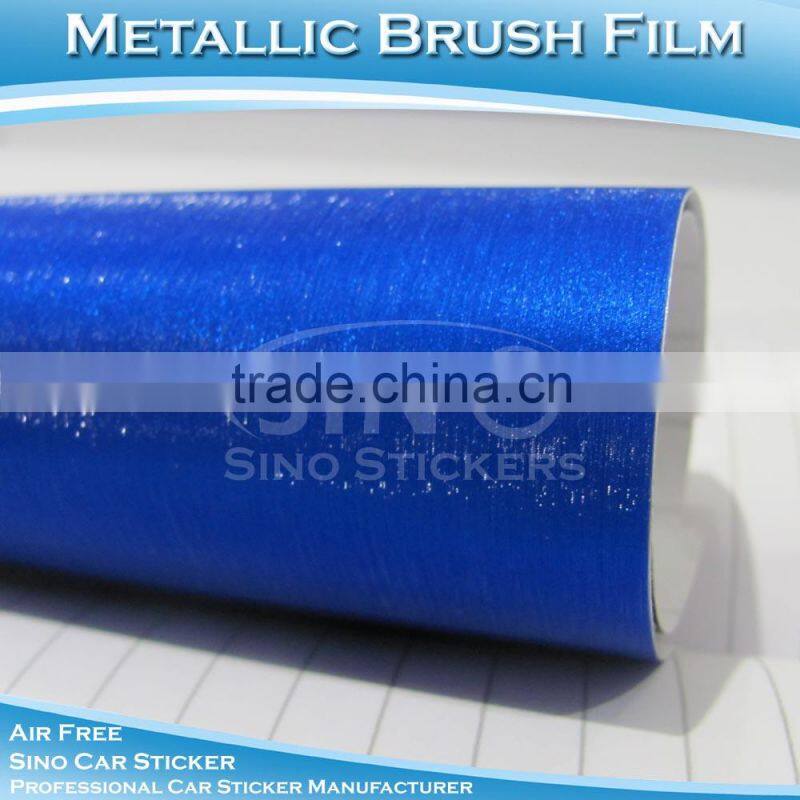 SINO 5FTx65FT Air FREE Top Quality Metallic Brush Blue Auto Vinyl Sticker