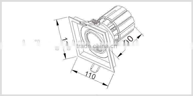 2016 New White cob 220v LED 10w 12w rectangular Downlight