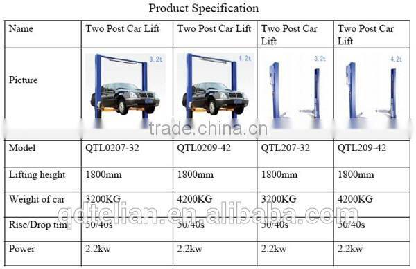 Telian used 2 post car lifts for sale 4 ton