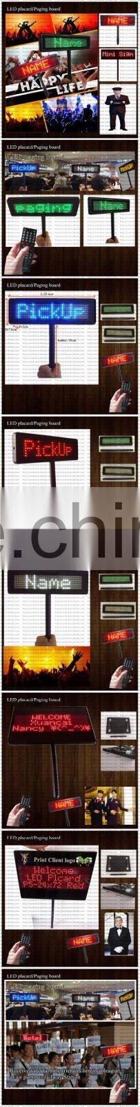 Multilingual Rechargeable electronics programable LED placard/Paging board/Pick-up card/ Picking cards display