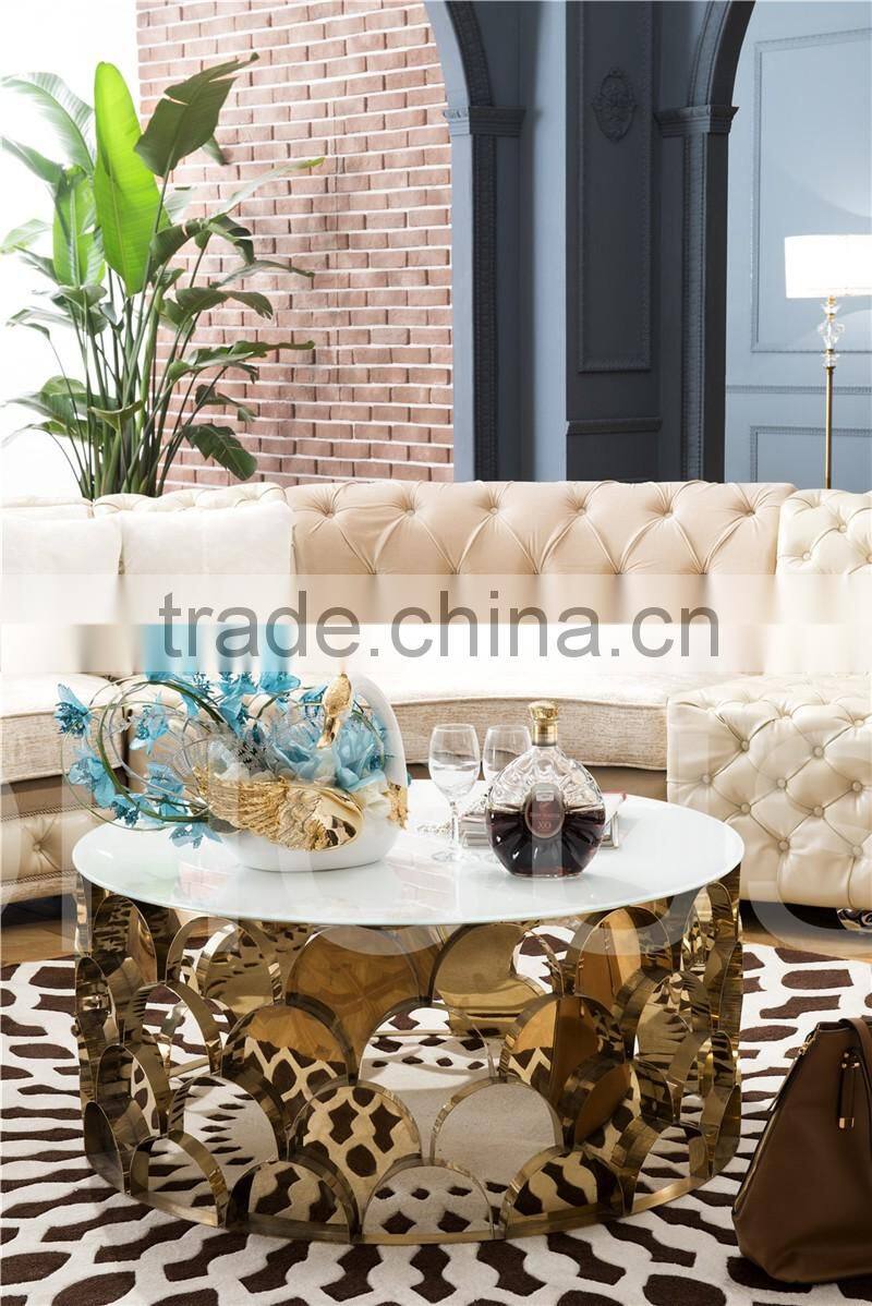 Living Room Classical french Furniture Fabric Button Beige Corner Sofa AL043