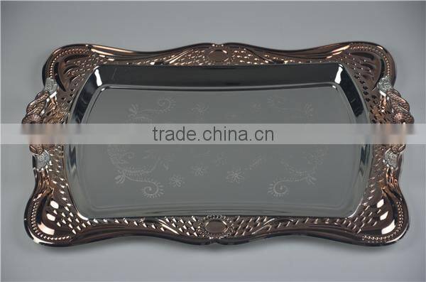 hotel supplies serving tray/mirror serving tray/golden tray with handle T359 SG+G