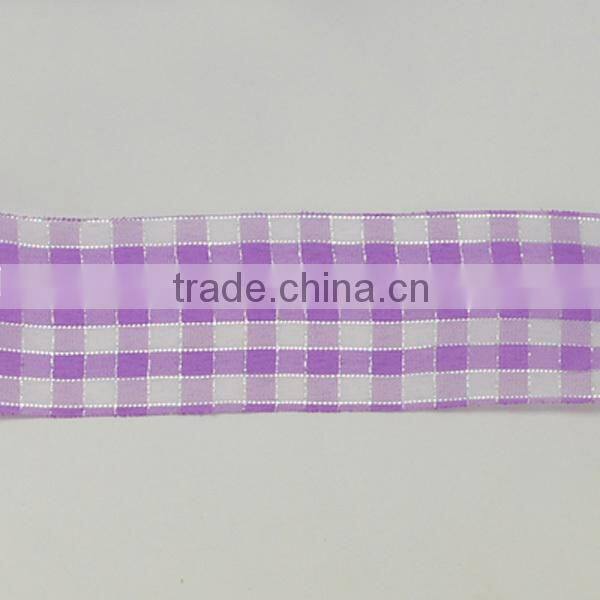 Purple Tartan Ribbon, Gird Pattern, 40mm, 100yards/roll(SRIB-S004-40mm-6)