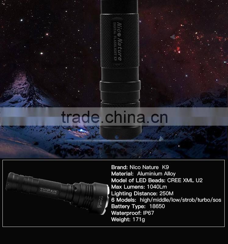 Excellent factory directly xml u2 18650 rechargeable battery torch flashlight