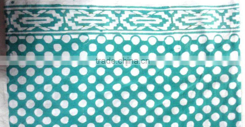 RTHCFC-21 Handmade Block Printed Cotton Fabric Pol Ka Dot Border Style Fabric Manufacturer Jaipur