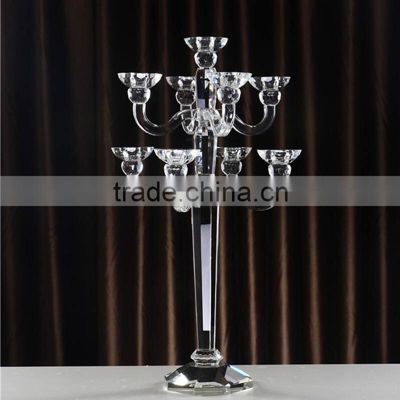 New!!!cheap newest design 9arms crystal candle holder